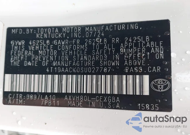 4T1DAACK0SU027787: 43511450