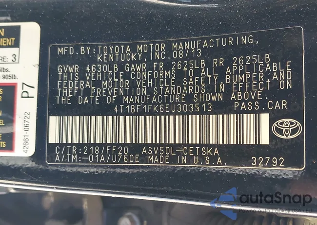 4T1BF1FK6EU303513: 43511465