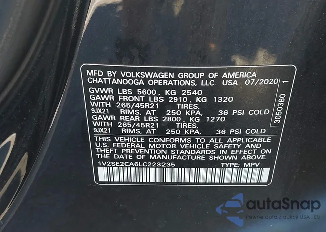 1V2SE2CA6LC223235: 43511538