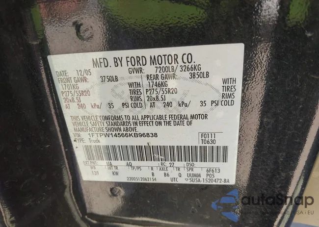 1FTPW14566KB96838: 43511590