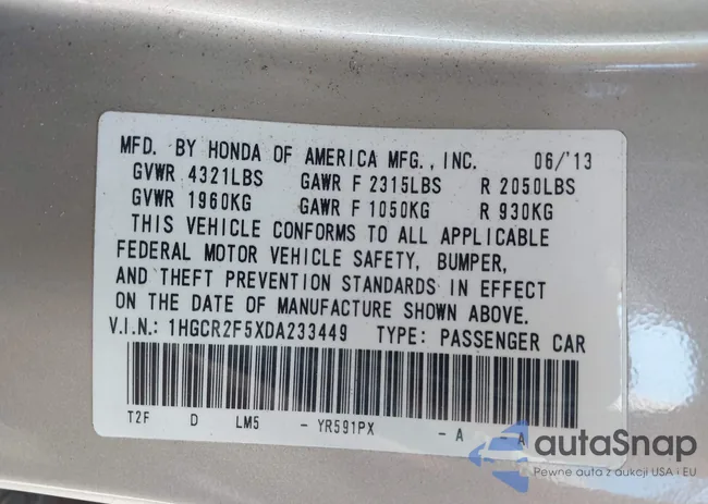 1HGCR2F5XDA233449: 43511646