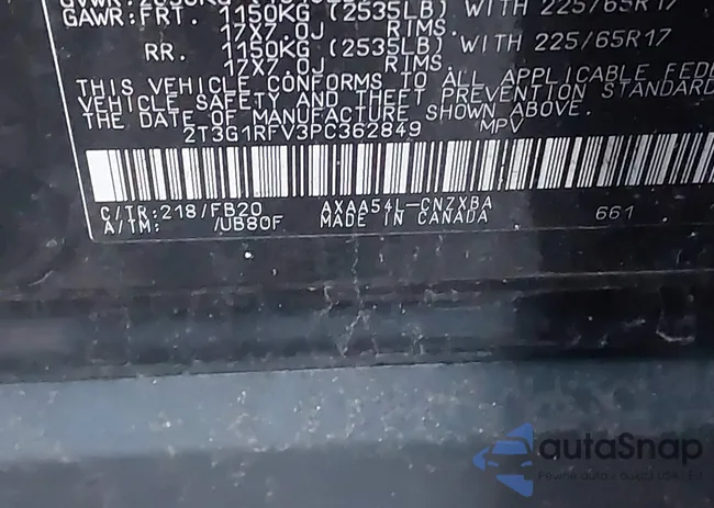 2T3G1RFV3PC362849: 43511704