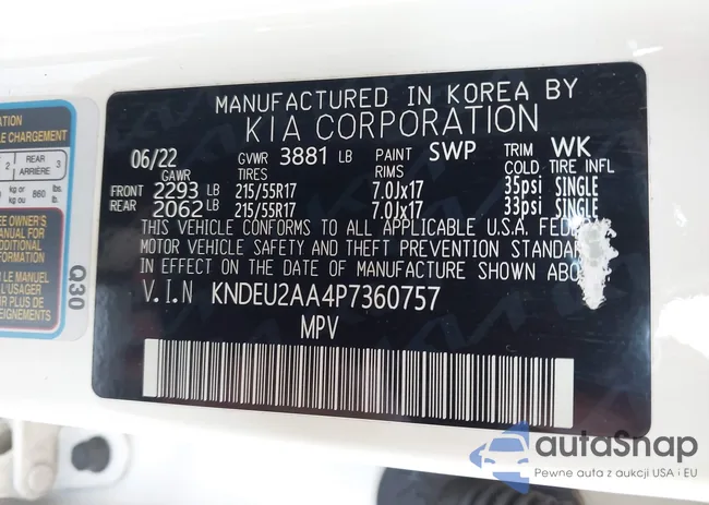 KNDEU2AA4P7360757: 43511742