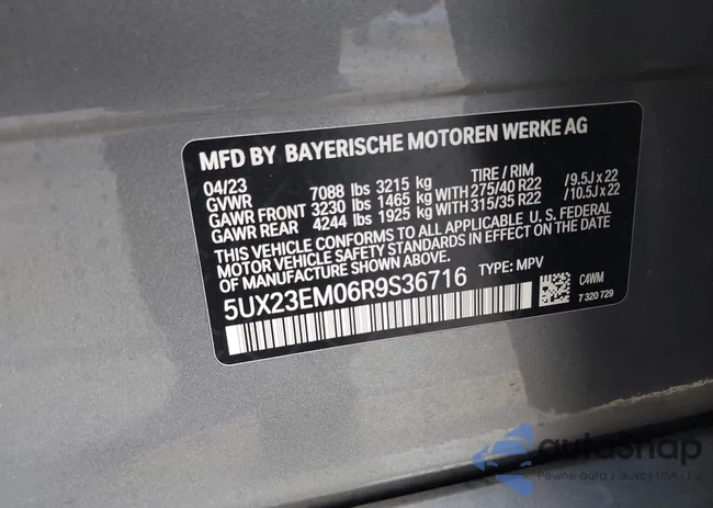 5UX23EM06R9S36716: 43511871