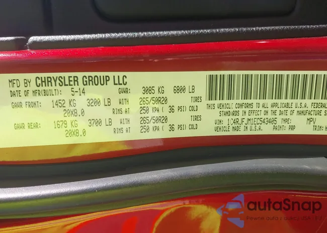 1C4RJFJM1EC543405: 43511891