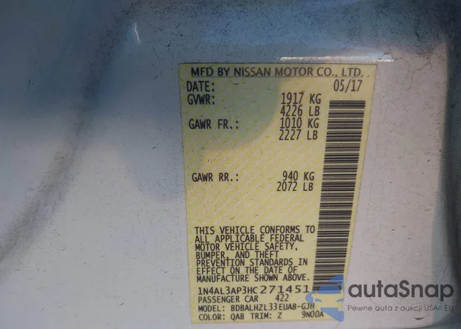 1N4AL3AP3HC271451: 43511126