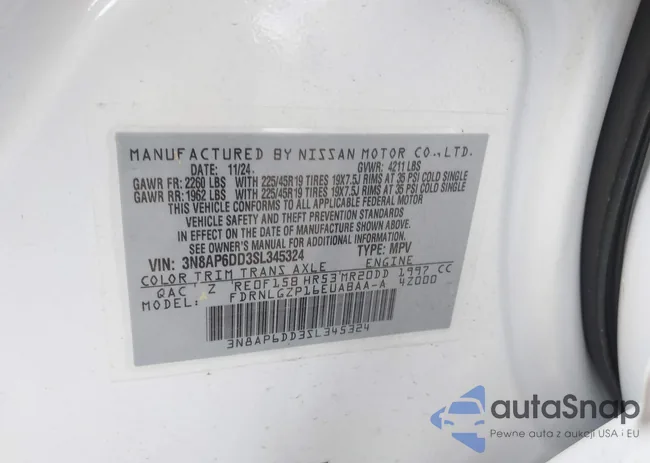 3N8AP6DD3SL345324: 43511246