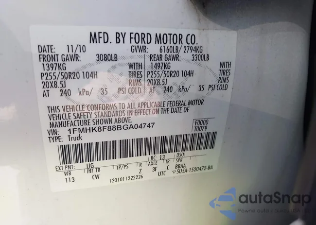 1FMHK8F88BGA04747: 43511355