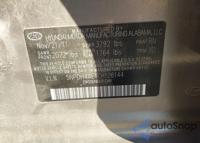 5NPDH4AE1CH126144: 43511413