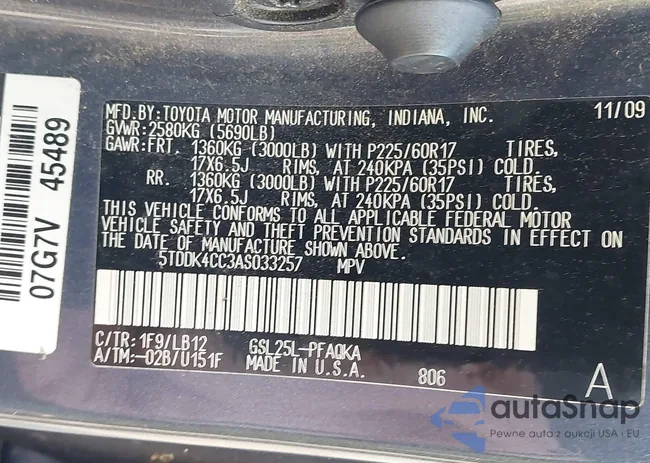 5TDDK4CC3AS033257: 43512425