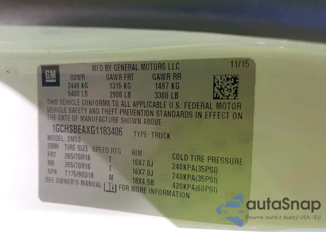 1GCHSBEAXG1183406: 43512461