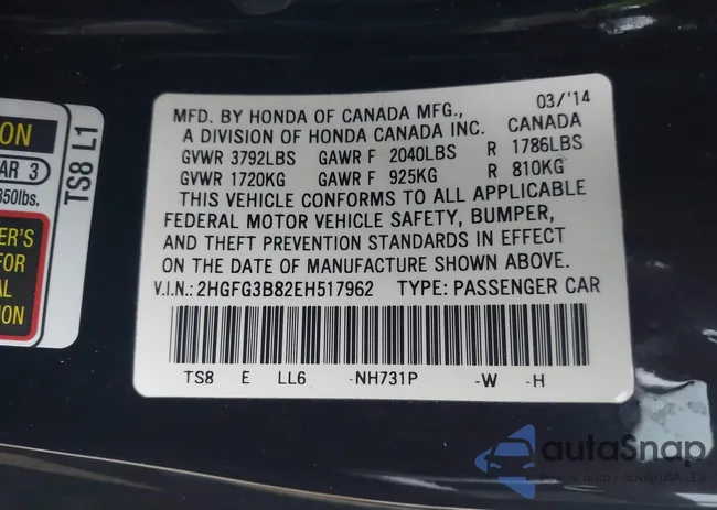 2HGFG3B82EH517962: 43512549