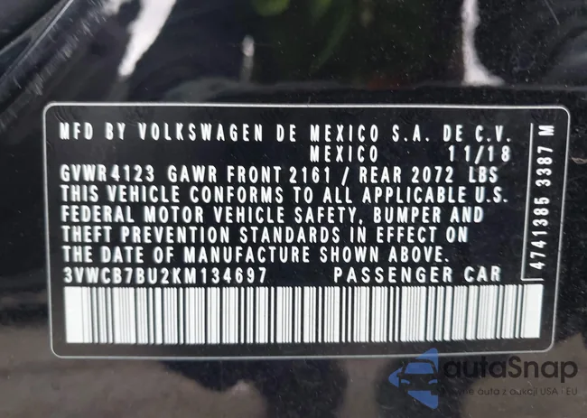 3VWCB7BU2KM134697: 43512580