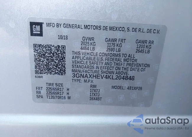 3GNAXHEV4KL204848: 43512631