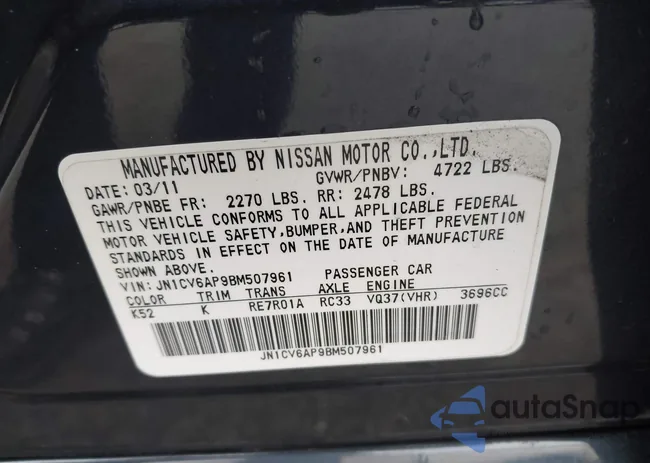 JN1CV6AP9BM507961: 43512662