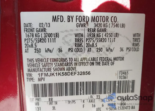 1FMJK1K58DEF32856: 43512667