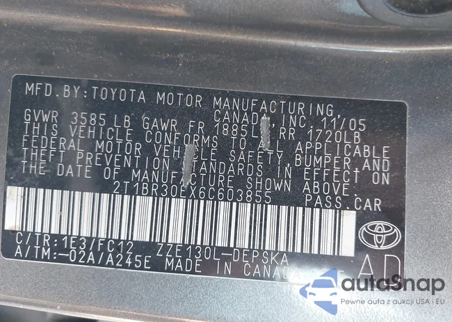 2T1BR30EX6C603855: 43512702