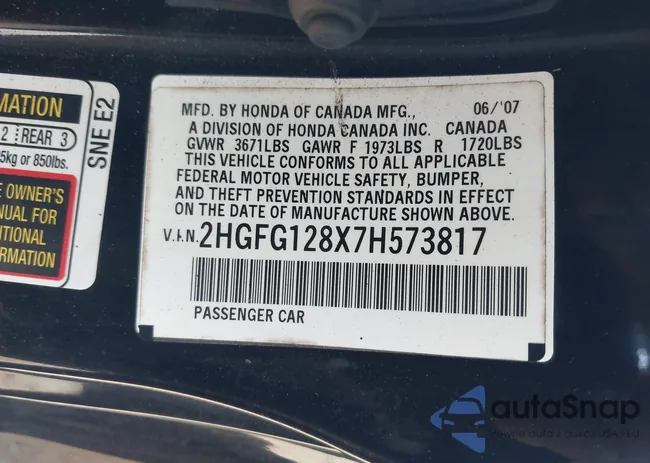 2HGFG128X7H573817: 43512745