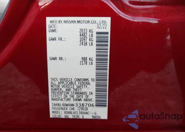 1N4BL4DWXNN338706: 43512770