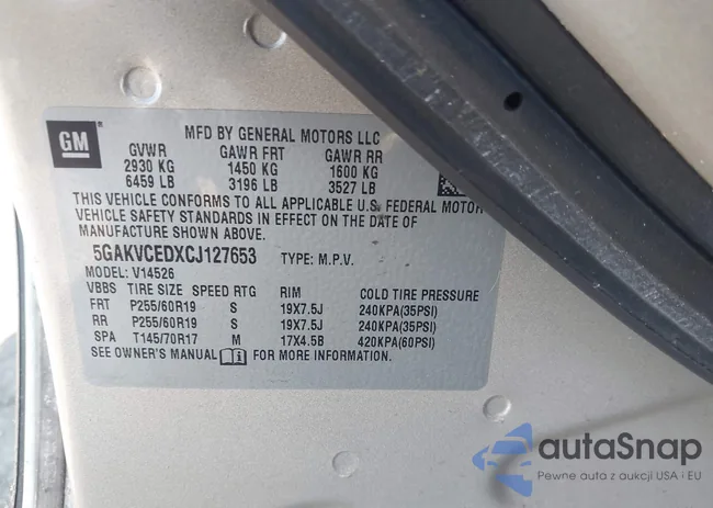 5GAKVCEDXCJ127653: 43512800