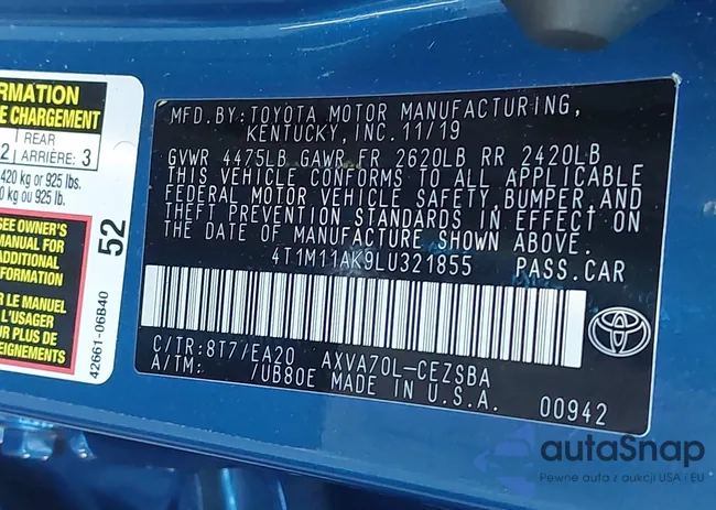 4T1M11AK9LU321855: 43512858