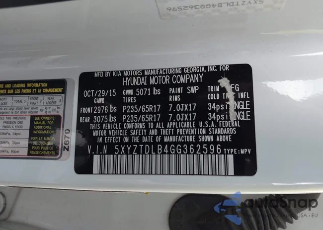 5XYZTDLB4GG362596: 43512918