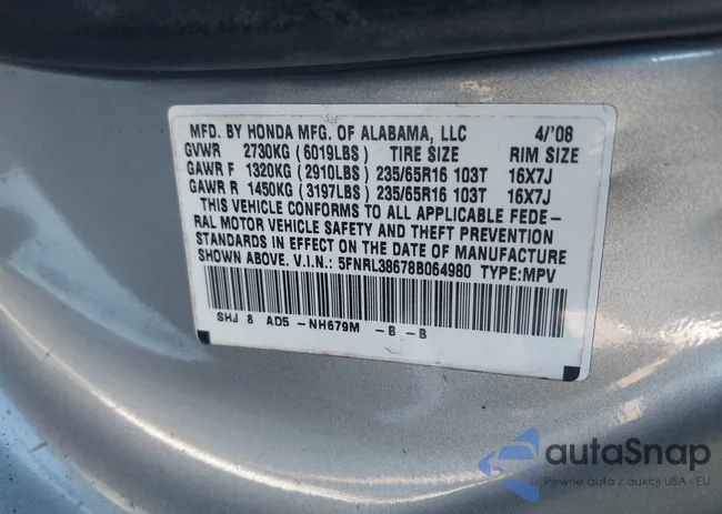 5FNRL38678B064980: 43512937