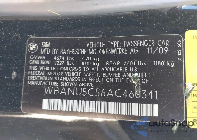 WBANU5C56AC460341: 43512983