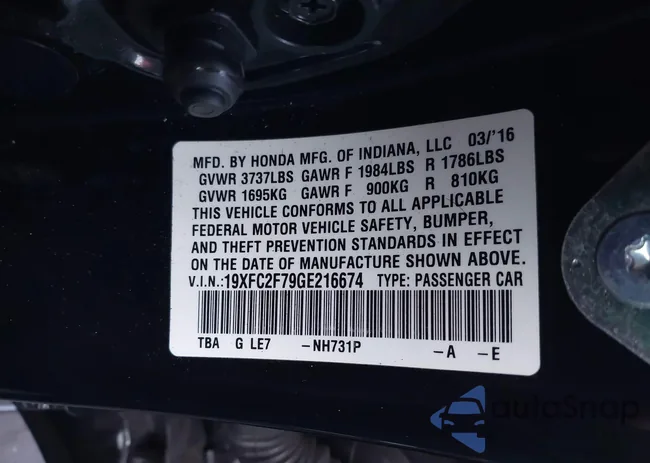 19XFC2F79GE216674: 43513019