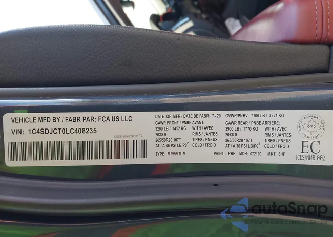 1C4SDJCT0LC408235: 43512225