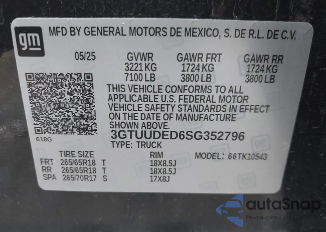 3GTUUDED6SG352796: 43512356