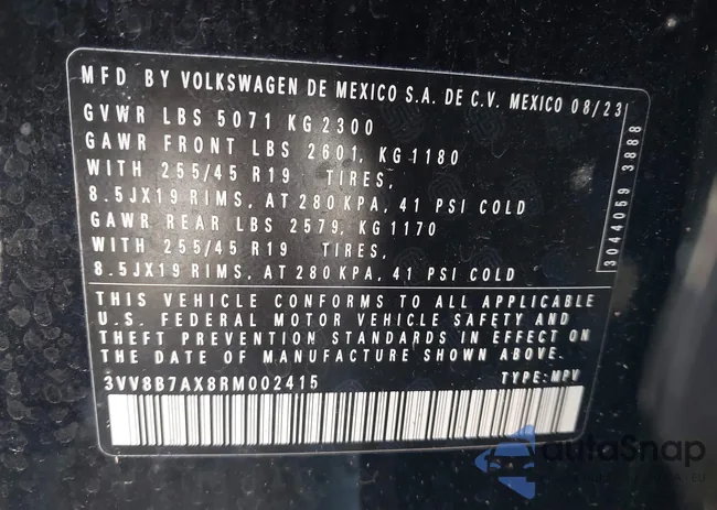 3VV8B7AX8RM002415: 43513664