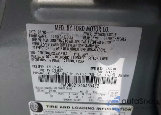 1FMDK02126GA55482: 43513822