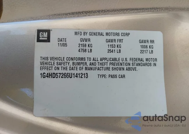 1G4HD57266U141213: 43513990