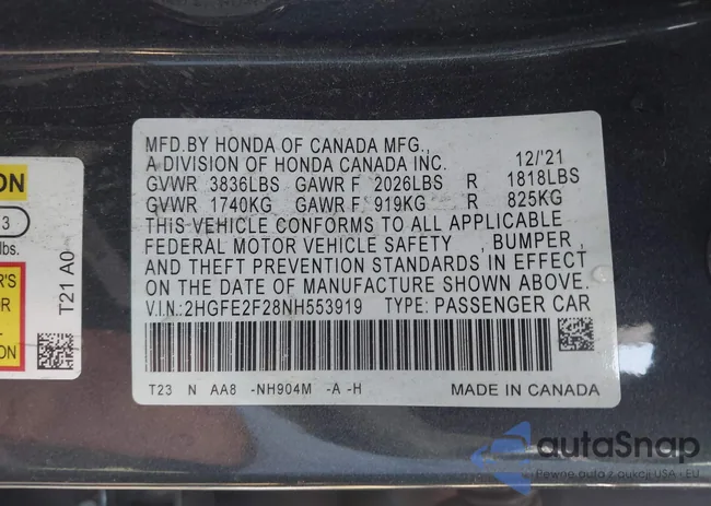 2HGFE2F28NH553919: 43513207