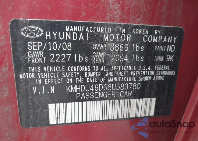 KMHDU46D68U583780: 43513305