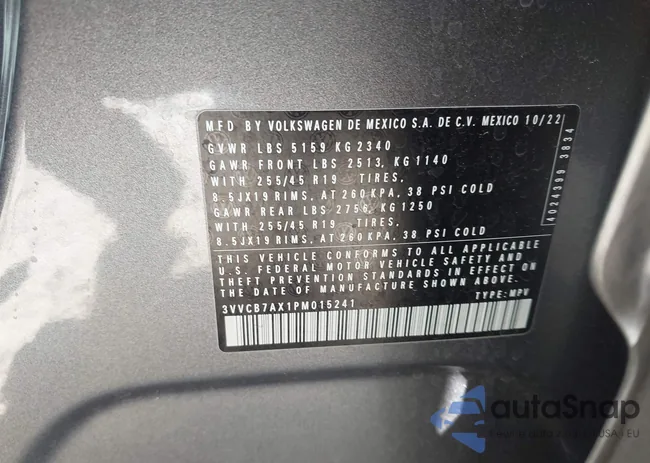 3VVCB7AX1PM015241: 43514580