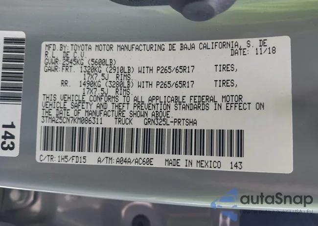 3TMAZ5CN7KM086311: 43514029