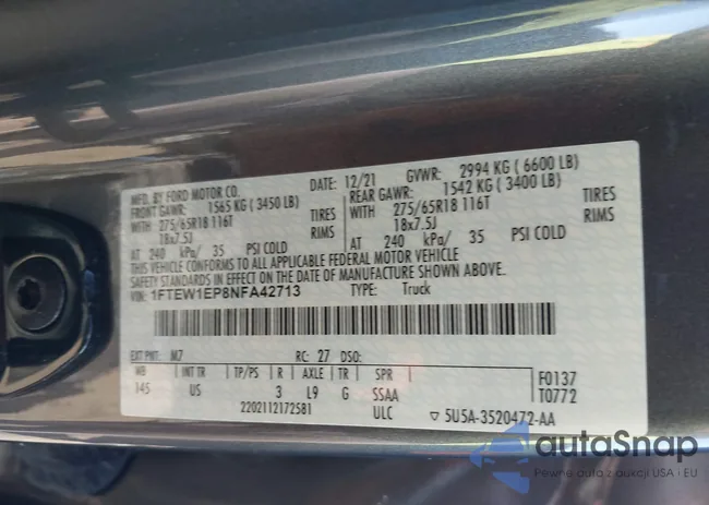 1FTEW1EP8NFA42713: 43514125