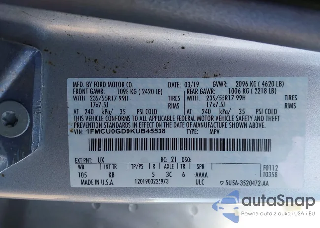 1FMCU0GD9KUB45538: 43514236