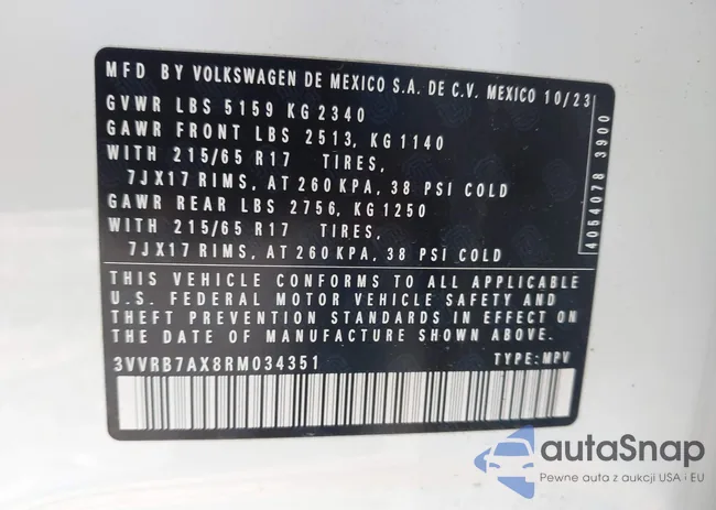 3VVRB7AX8RM034351: 43514249
