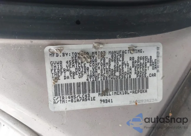 4T1BF18B7WU253610: 43515664