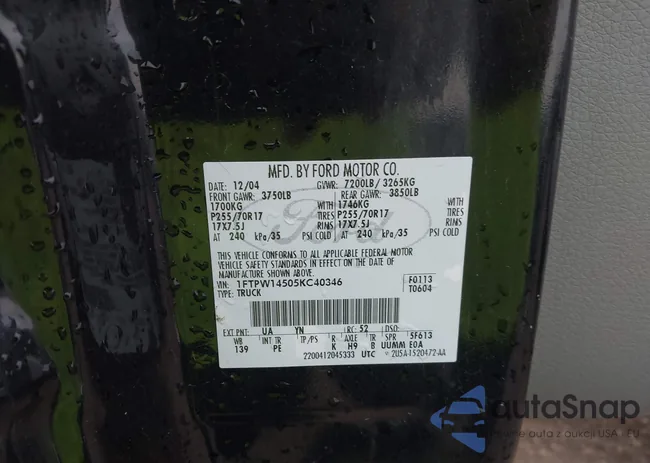 1FTPW14505KC40346: 43515716