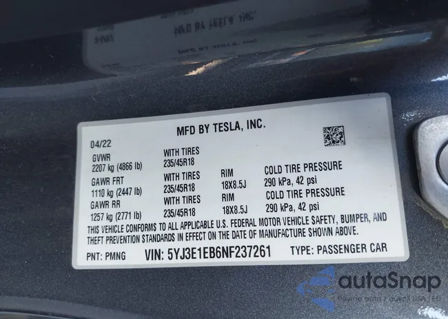 5YJ3E1EB6NF237261: 43515045