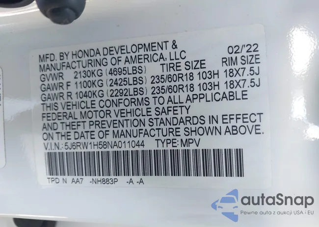 5J6RW1H58NA011044: 43515073