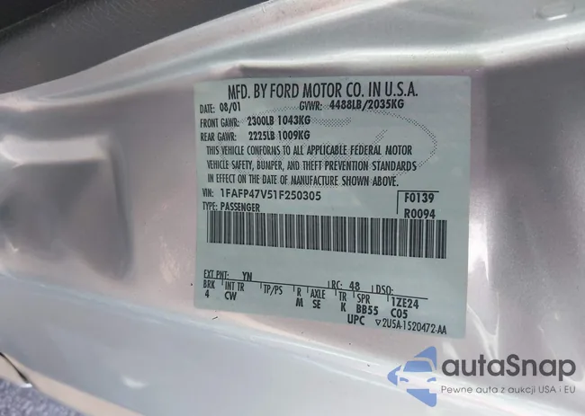 1FAFP47V51F250305: 43515327