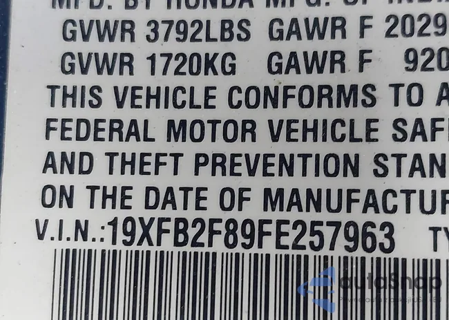 19XFB2F89FE257963: 43516612