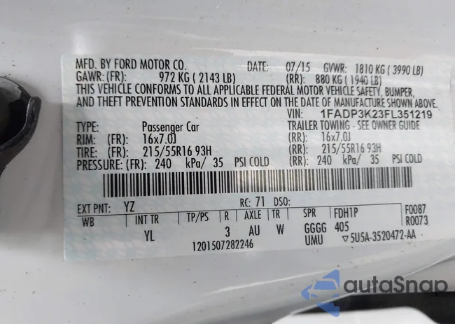 1FADP3K23FL351219: 43516627