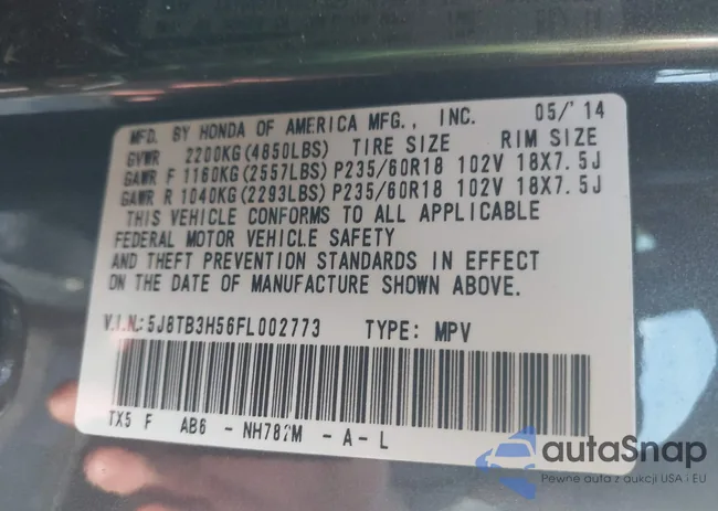 5J8TB3H56FL002773: 43516649