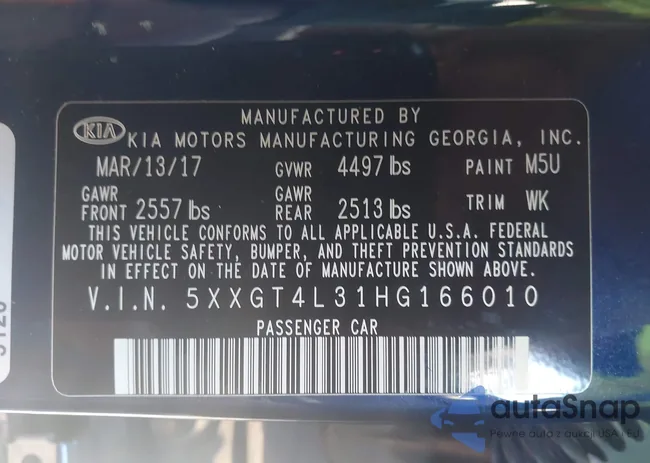 5XXGT4L31HG166010: 43516666